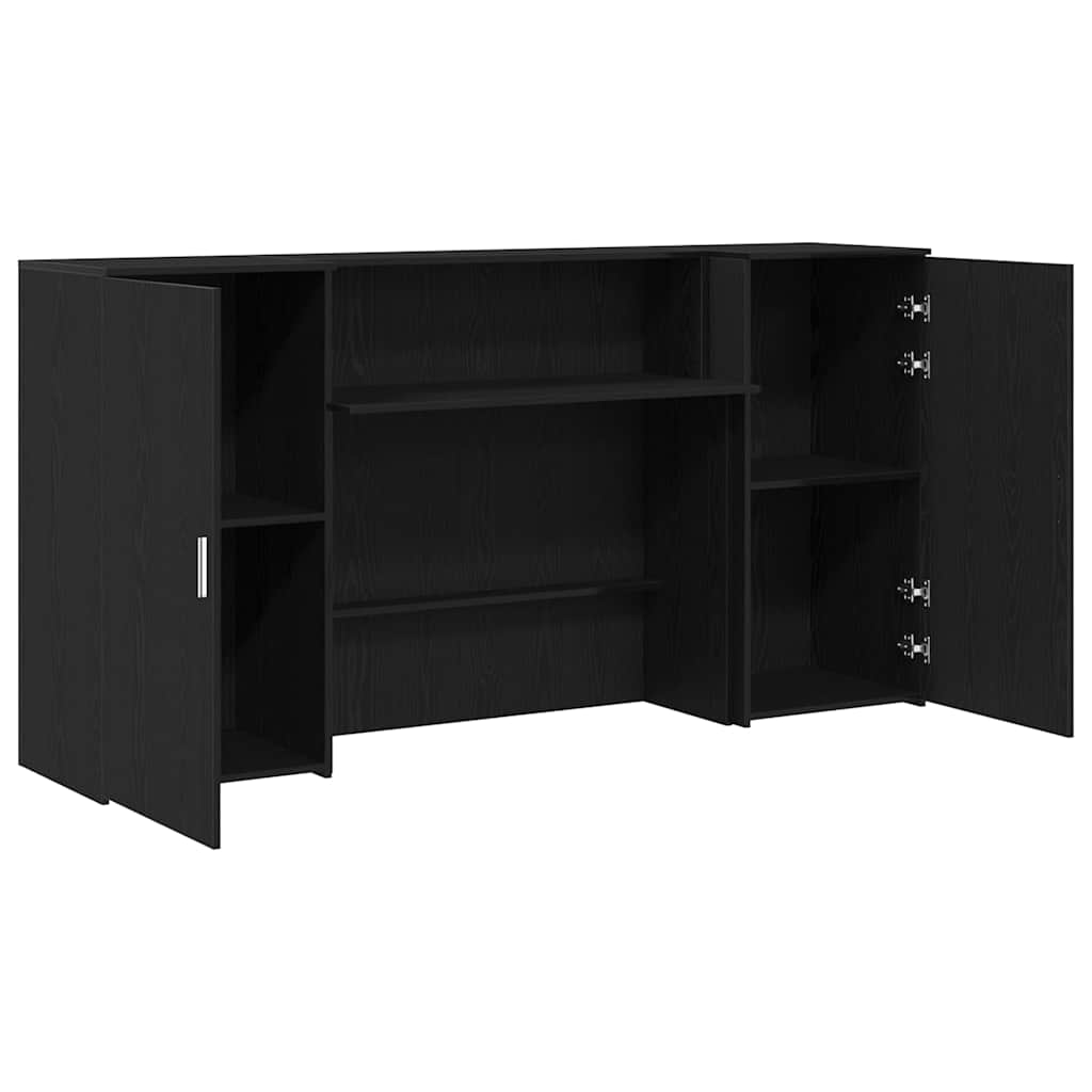 Reception Desk Black Oak Effect 200x50x103.5cm Wood Material