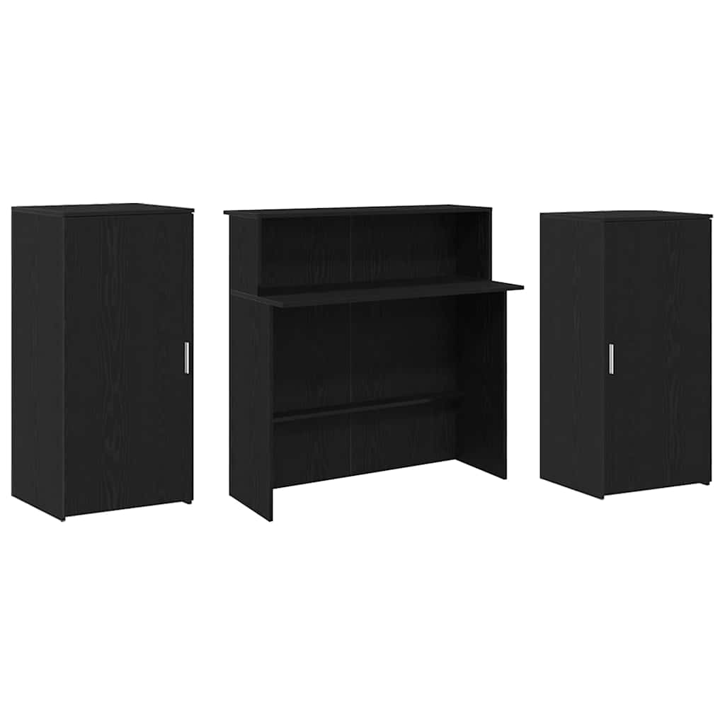 Reception Desk Black Oak Effect 200x50x103.5cm Wood Material