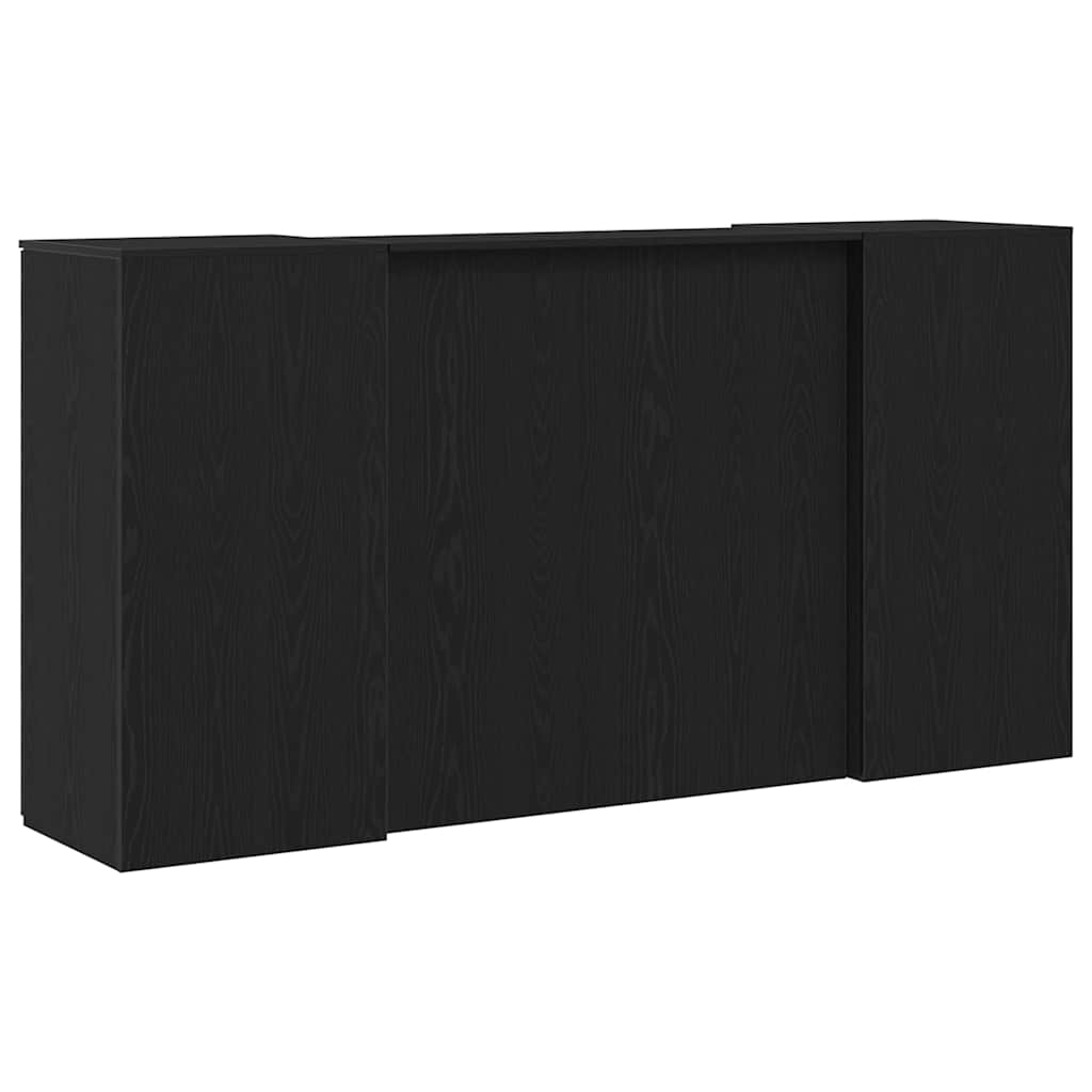 Reception Desk Black Oak Effect 200x50x103.5cm Wood Material