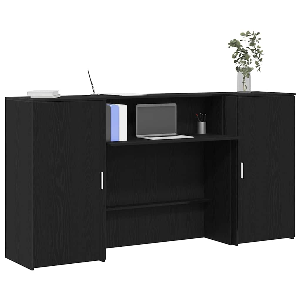 Reception Desk Black Oak Effect 200x50x103.5cm Wood Material