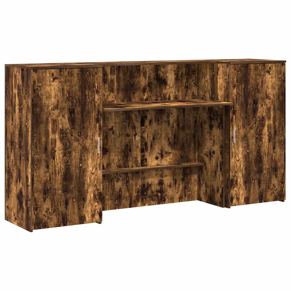 Reception desk smoked oak 200x50x103.5 cm wood-based panel