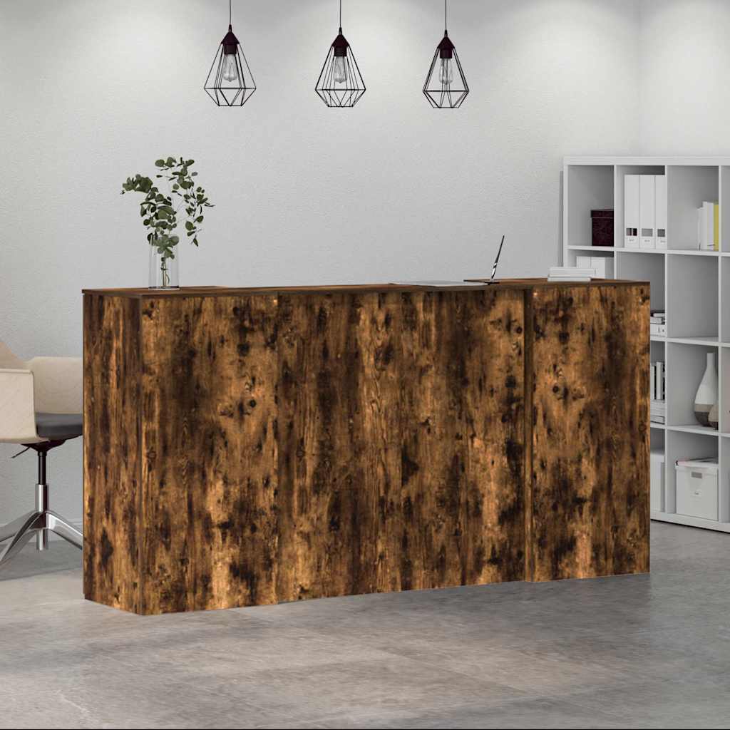 Reception desk smoked oak 200x50x103.5 cm wood-based panel