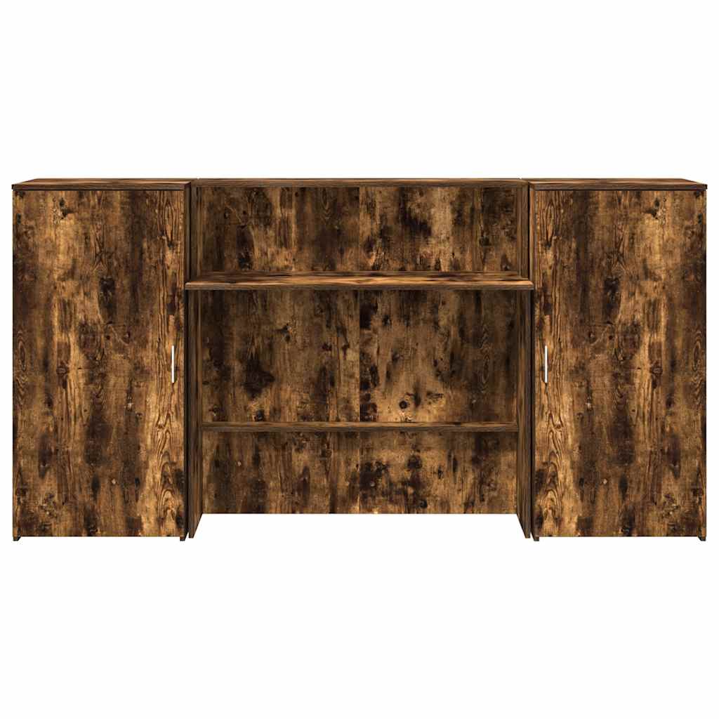 Reception desk smoked oak 200x50x103.5 cm wood-based panel