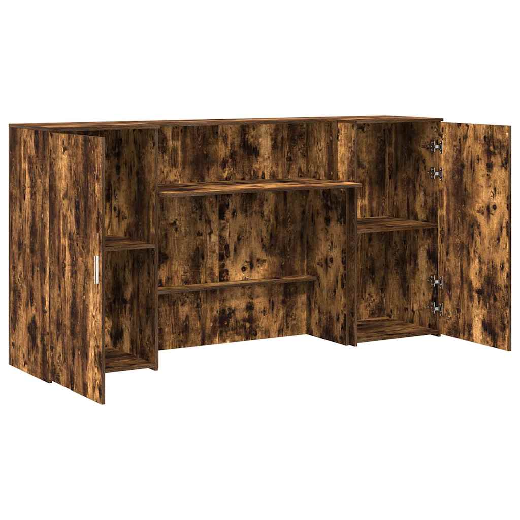 Reception desk smoked oak 200x50x103.5 cm wood-based panel