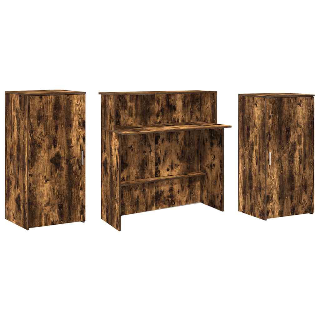 Reception desk smoked oak 200x50x103.5 cm wood-based panel