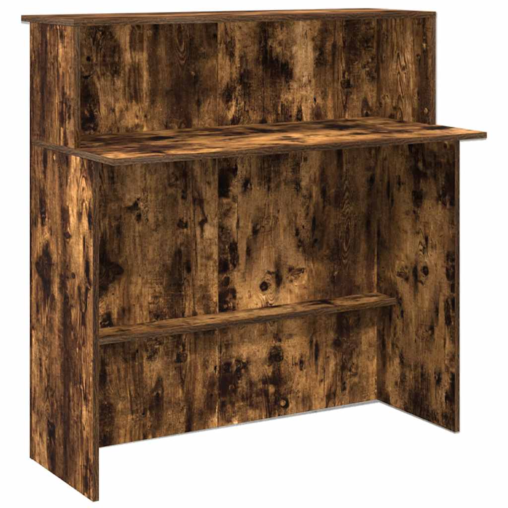 Reception desk smoked oak 200x50x103.5 cm wood-based panel