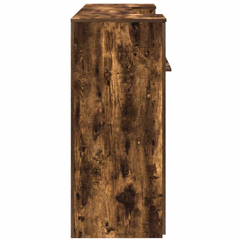 Reception desk smoked oak 200x50x103.5 cm wood-based panel