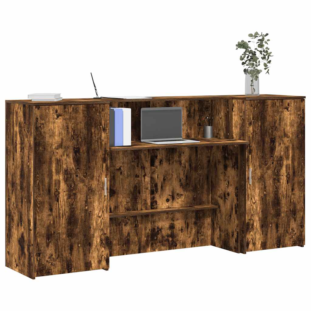 Reception desk smoked oak 200x50x103.5 cm wood-based panel