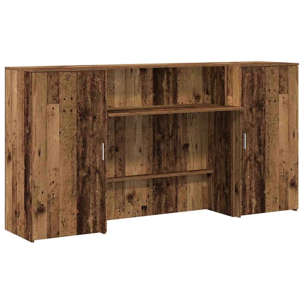 Comptoir d'accueil aspect vieux bois 200x50x103,5 cm Panneau à base de bois
