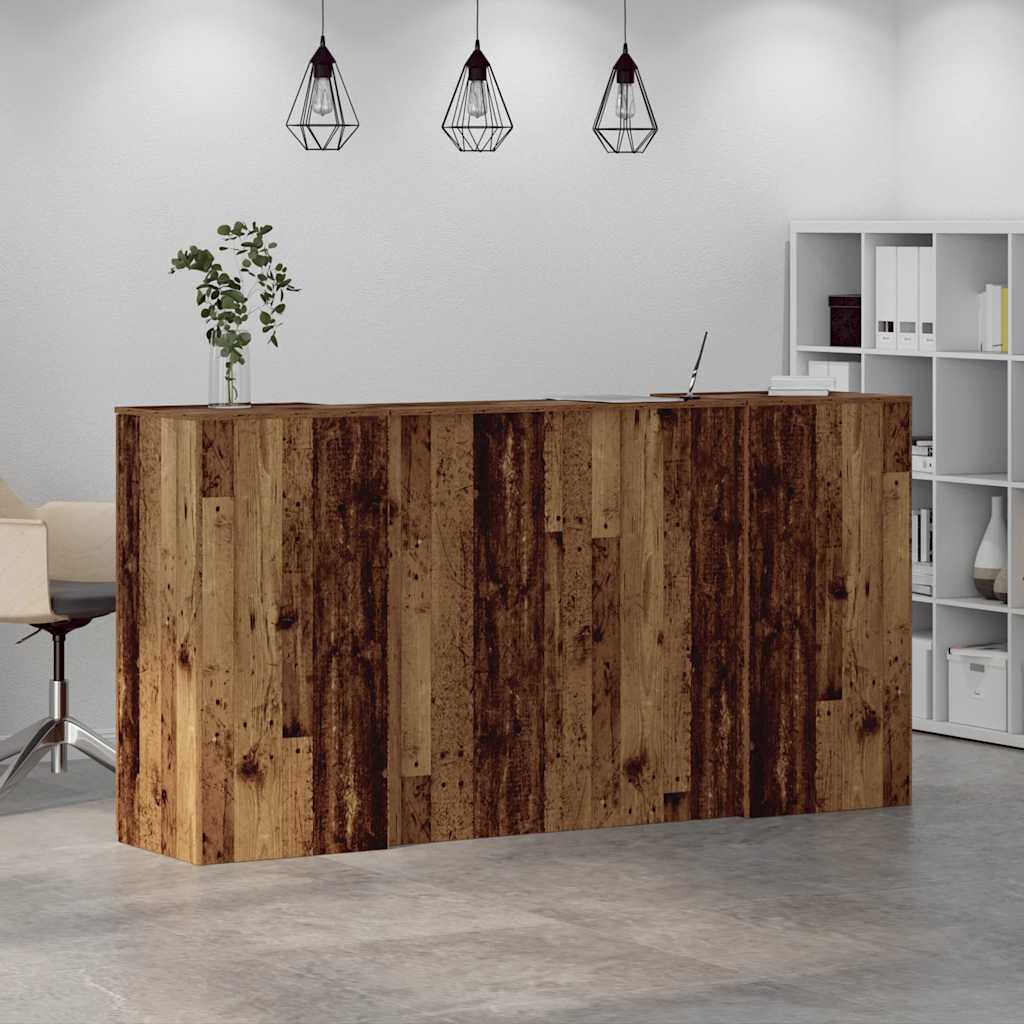 Comptoir d'accueil aspect vieux bois 200x50x103,5 cm Panneau à base de bois