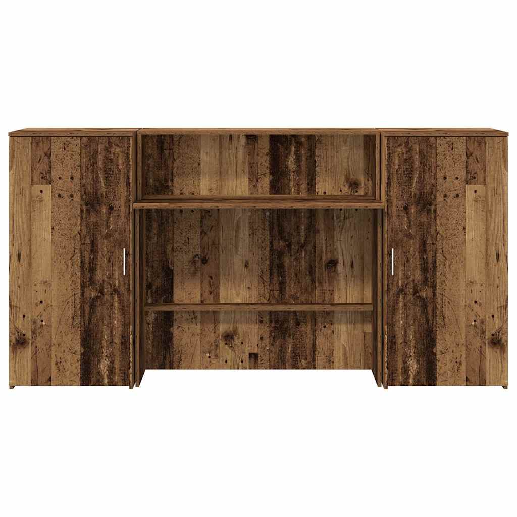 Comptoir d'accueil aspect vieux bois 200x50x103,5 cm Panneau à base de bois