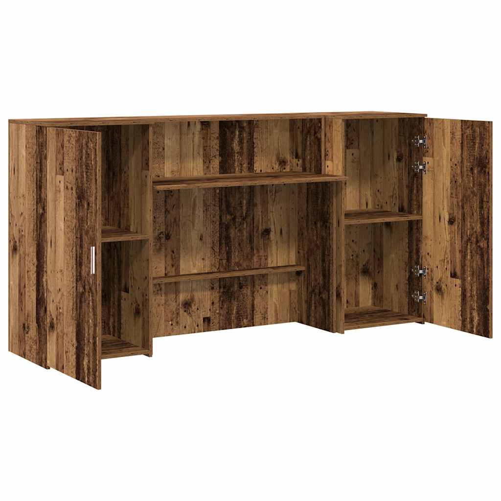 Comptoir d'accueil aspect vieux bois 200x50x103,5 cm Panneau à base de bois