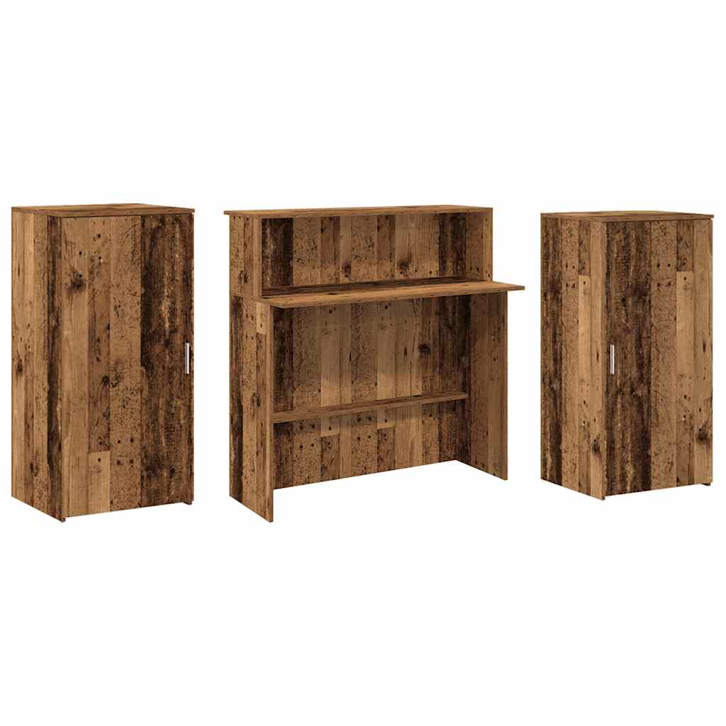 Comptoir d'accueil aspect vieux bois 200x50x103,5 cm Panneau à base de bois