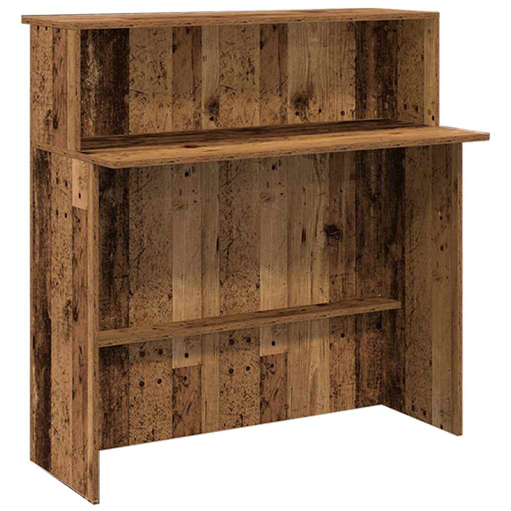 Comptoir d'accueil aspect vieux bois 200x50x103,5 cm Panneau à base de bois