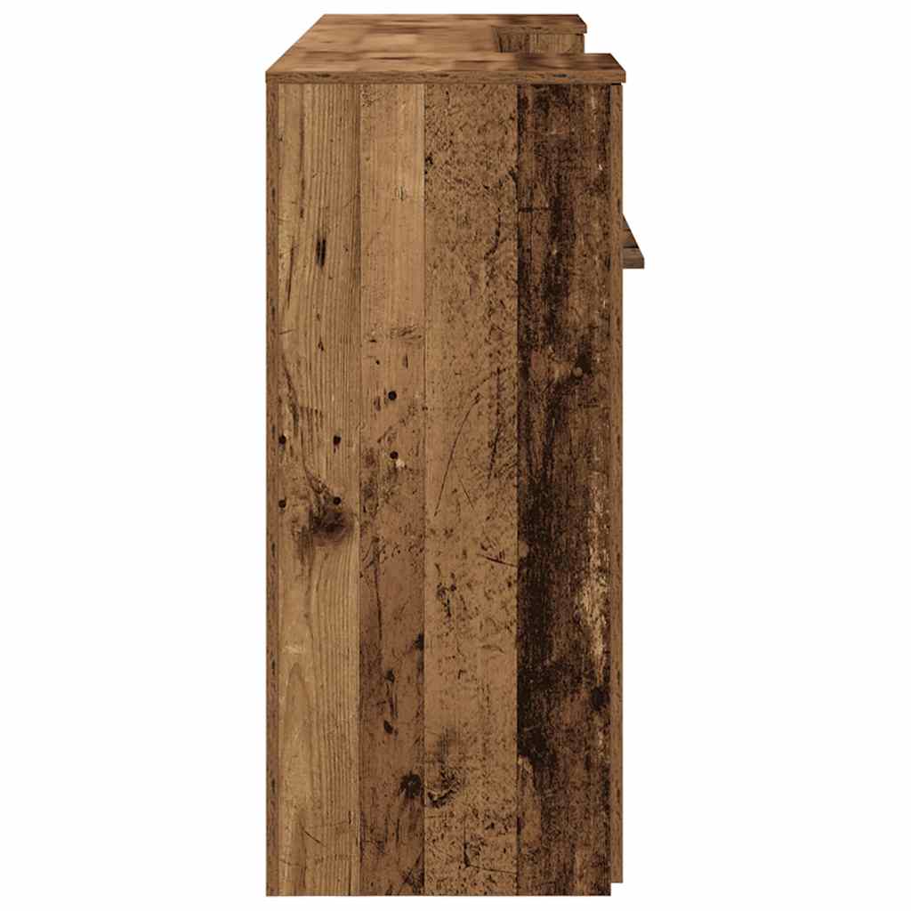 Comptoir d'accueil aspect vieux bois 200x50x103,5 cm Panneau à base de bois