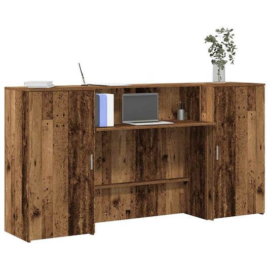 Reception desk, reclaimed wood look, 200x50x103.5 cm, wood-based material
