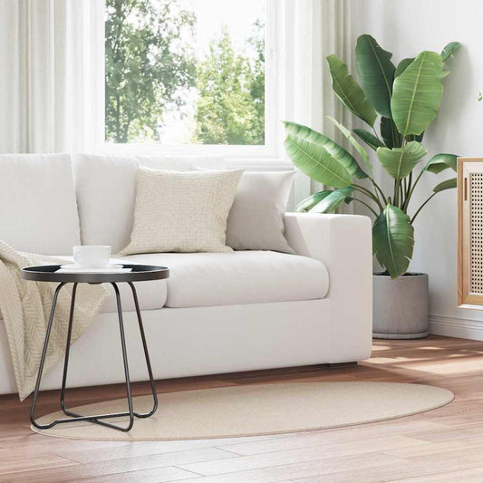 Tapis d'entrée ovales HUARTE Beige 80 x 150 cm 100 % polyester