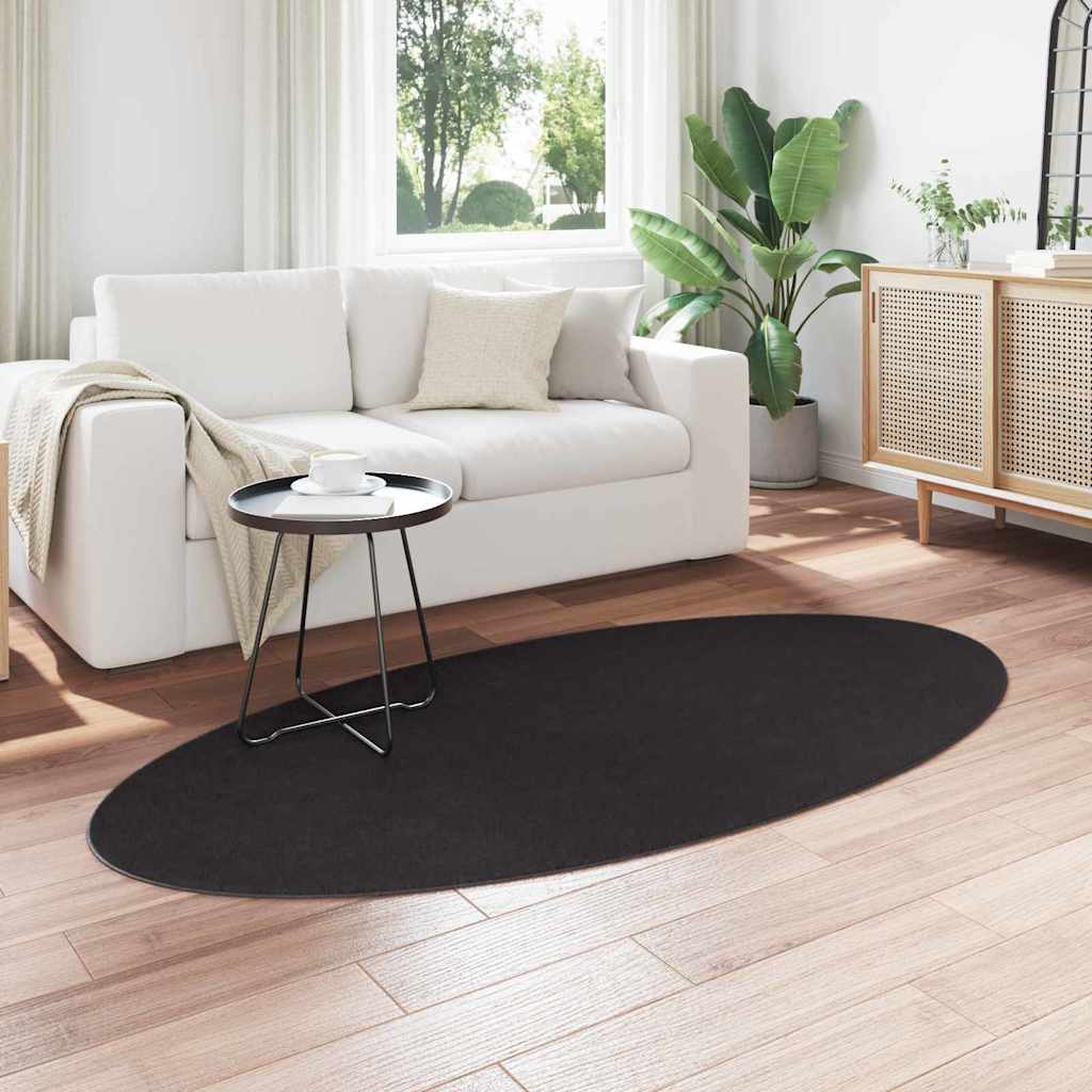 Tapis ovales de zone HUARTE Noir 100 x 200 cm