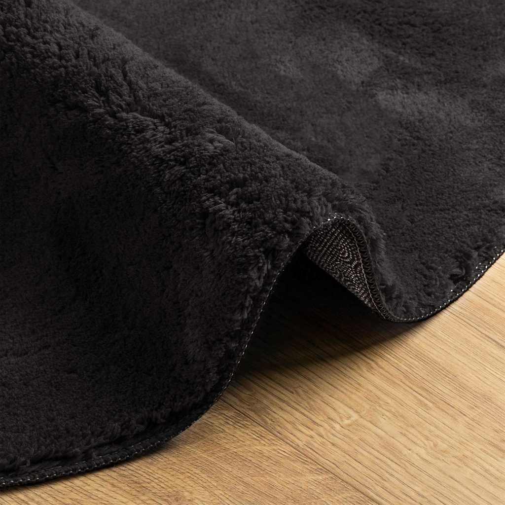 HUARTE Black Oval Area Rug 140 x 200 cm