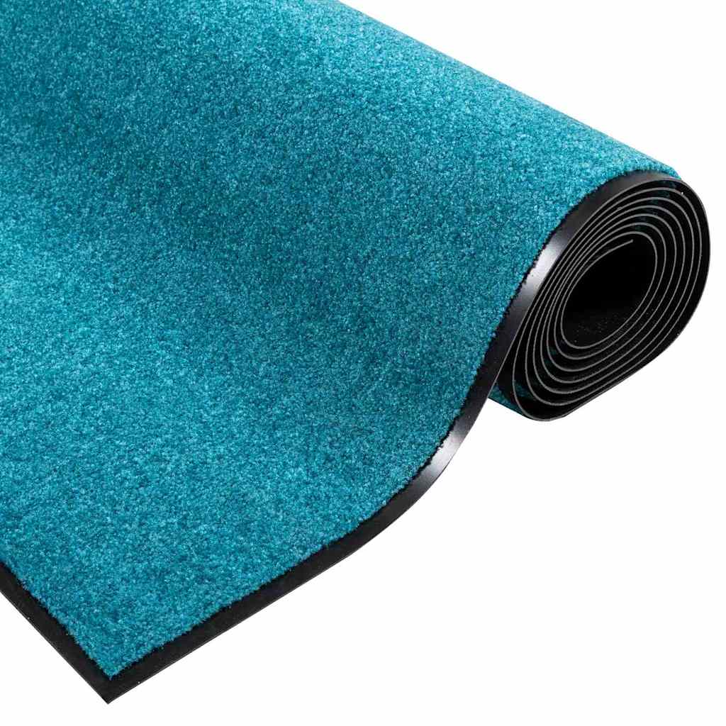 Door Mat Cyan and Black 120 x 250 cm Polyamide and PVC