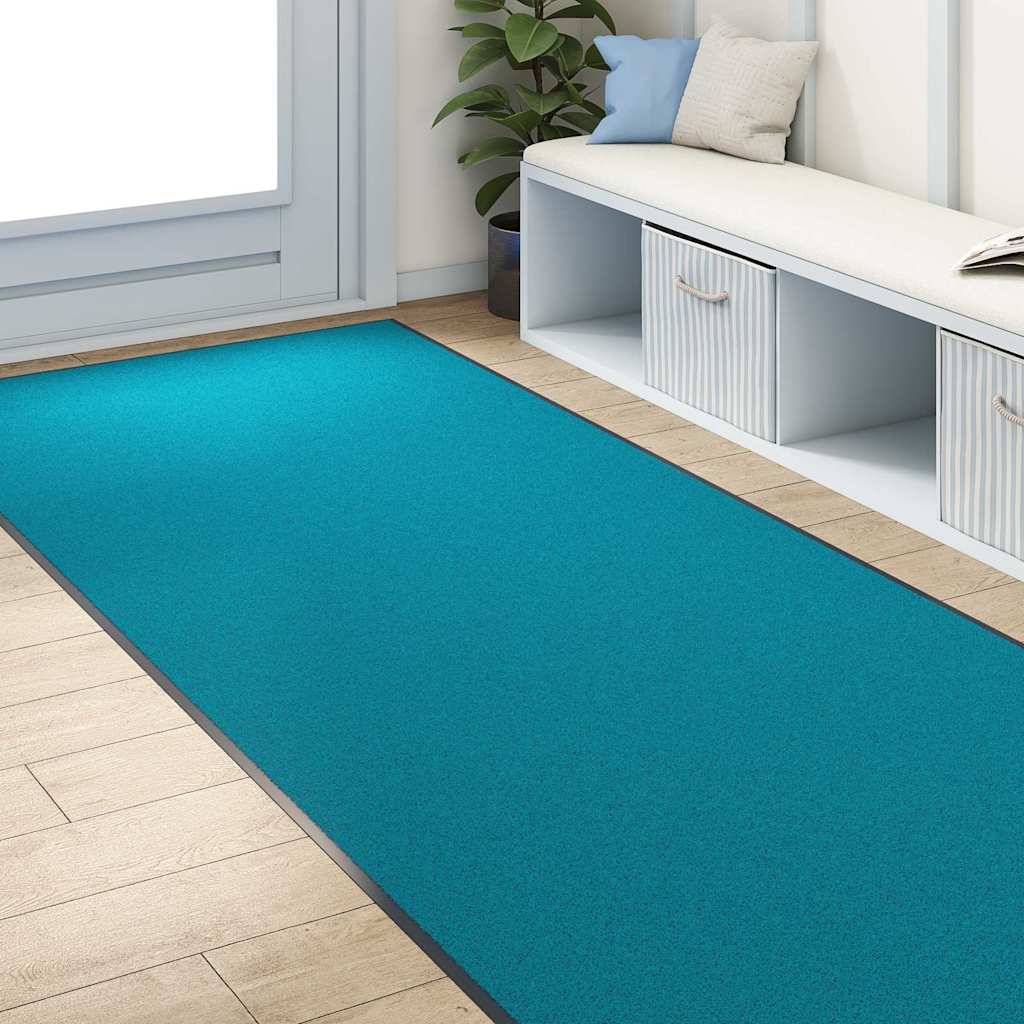 Door Mat Cyan and Black 120 x 250 cm Polyamide and PVC