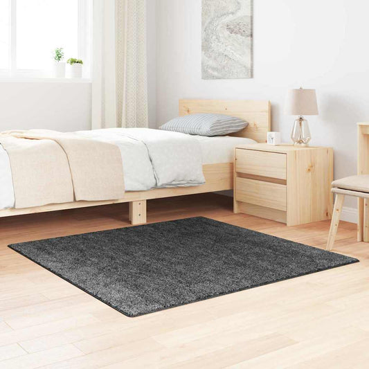 Anti-Slip Shaggy Rug Dark Grey 120 x 120 cm PP