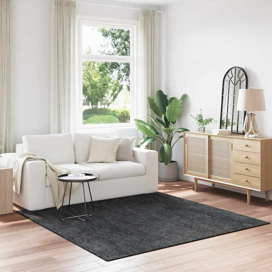 Anti-Slip Shaggy Rug Dark Gray 200 x 200 cm PP