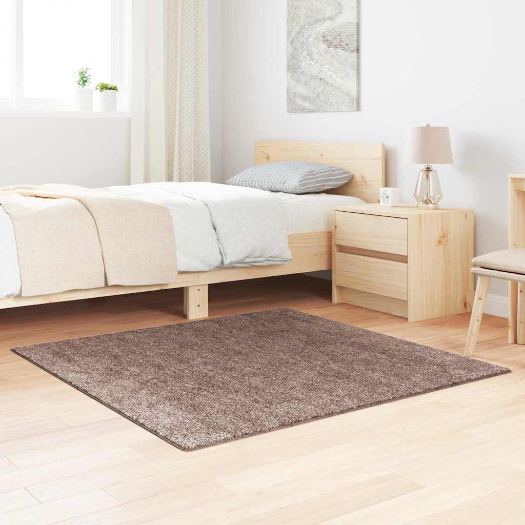 Tapis shaggy antidérapant marron 120 x 120 cm PP