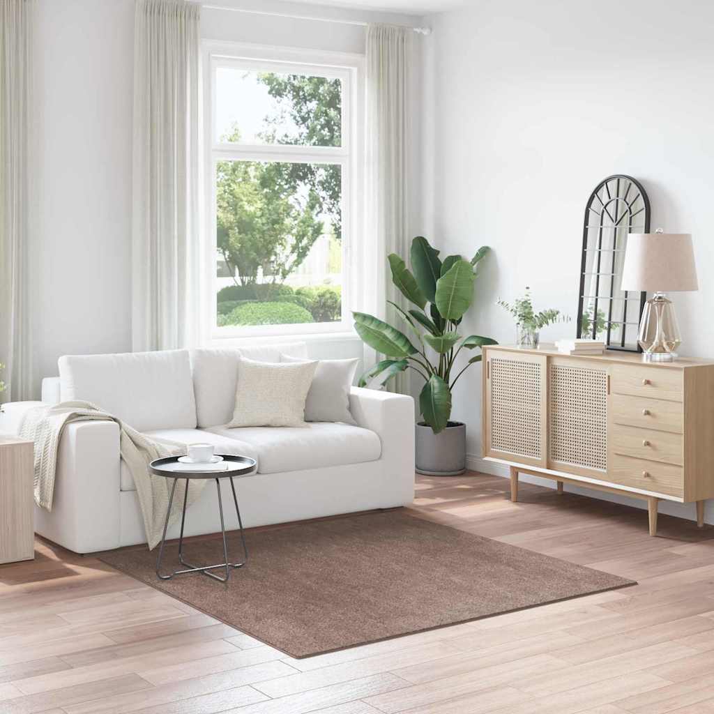Tapis shaggy antidérapant marron 160 x 160 cm PP