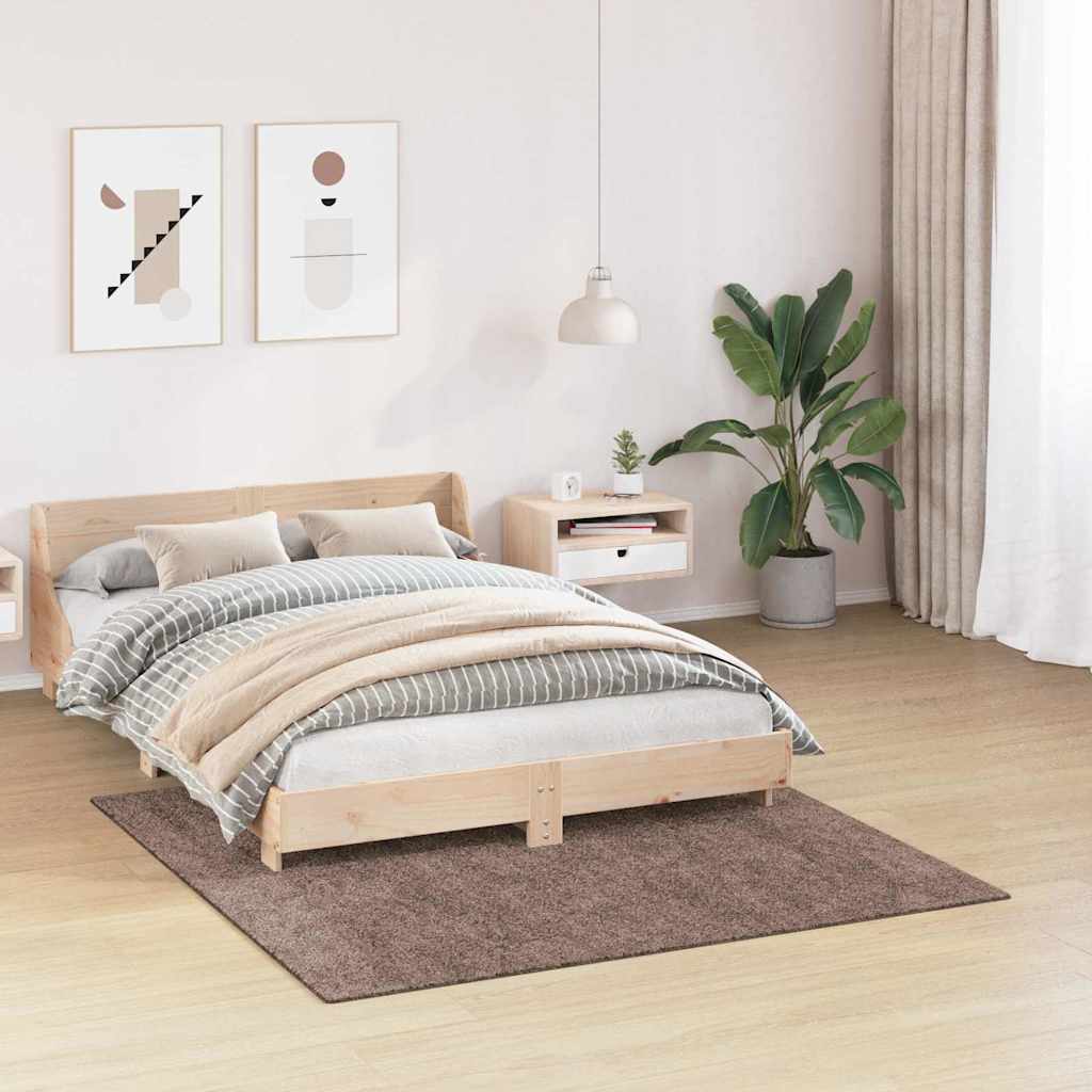 Tapis shaggy antidérapant marron 160 x 160 cm PP