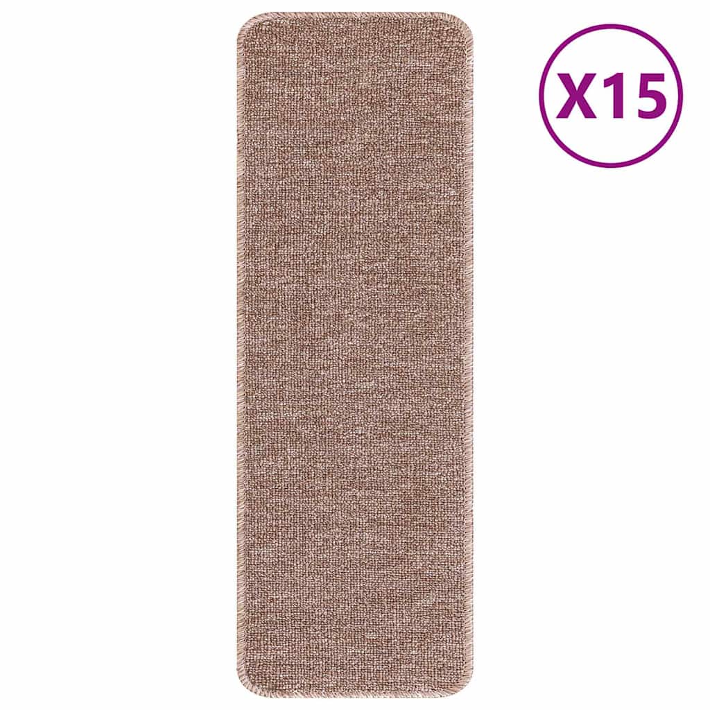 Non-slip Stair Treads 15 pcs Light Brown 60 x 25 cm PP