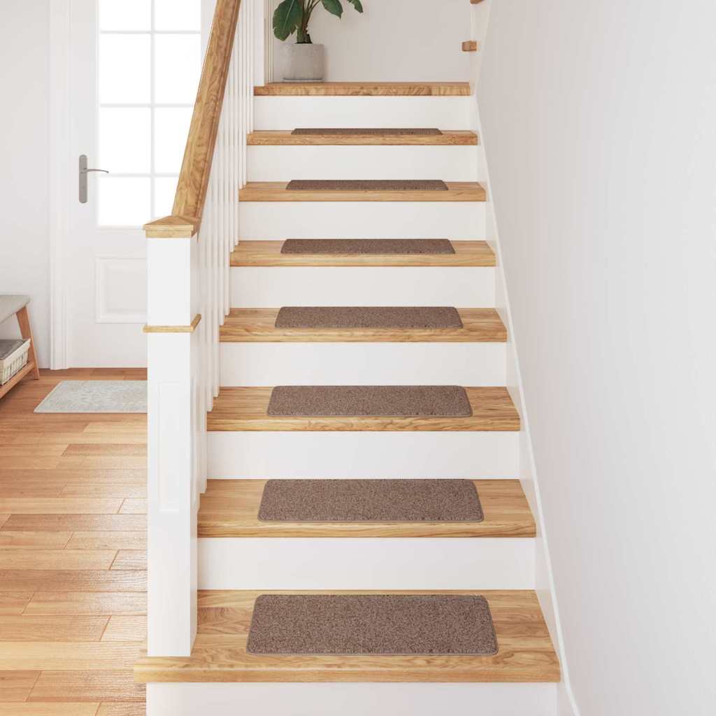 Tapis de marches antidérapants 15 pcs Marron 60 x 25 cm PP
