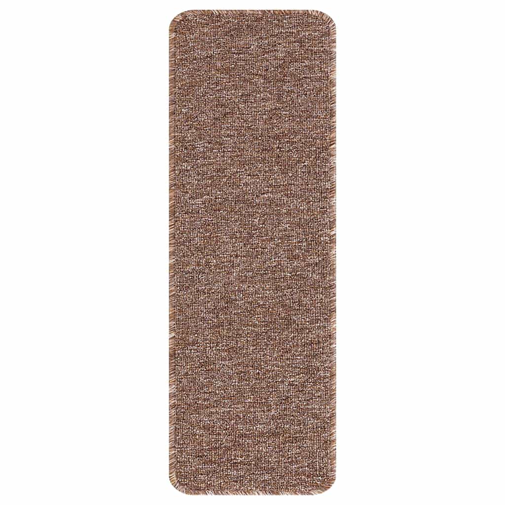 Tapis de marches antidérapants 15 pcs Marron 60 x 25 cm PP