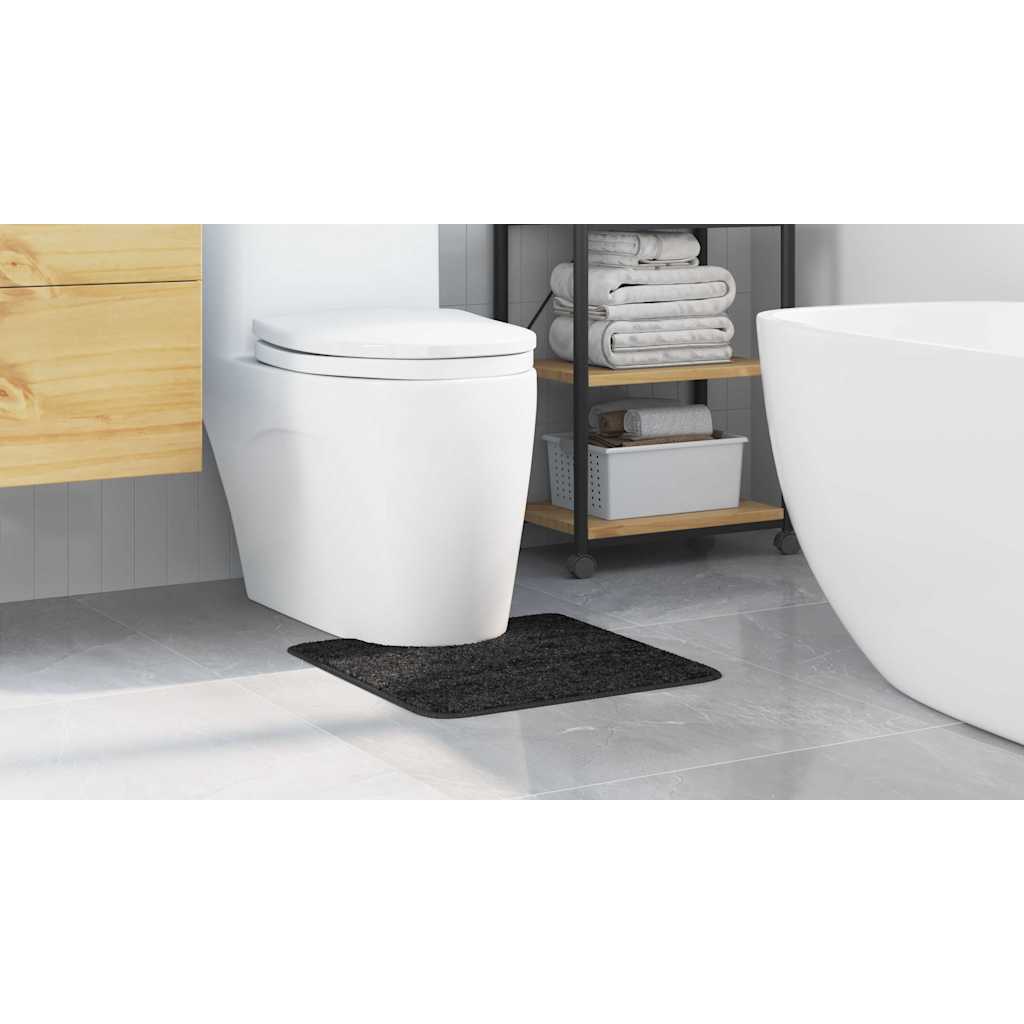 Non-slip bath mat with toilet cut-out Dark Grey
