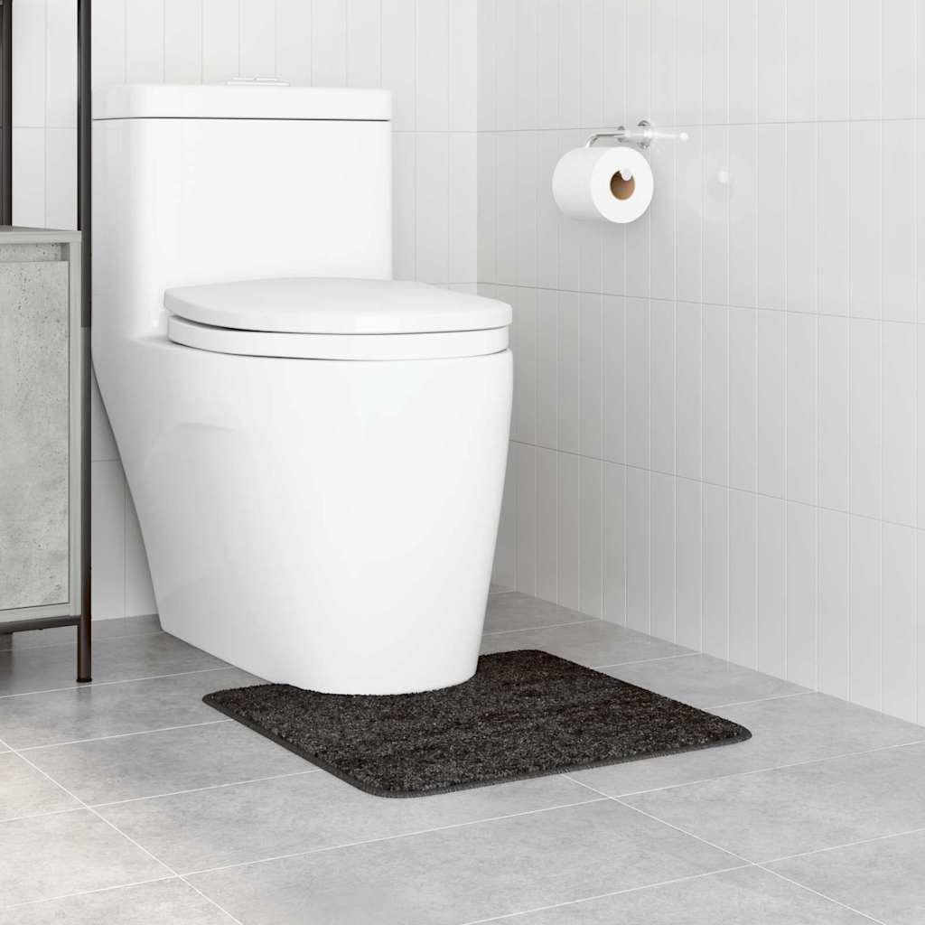 Non-slip bath mat with toilet cut-out Dark Grey