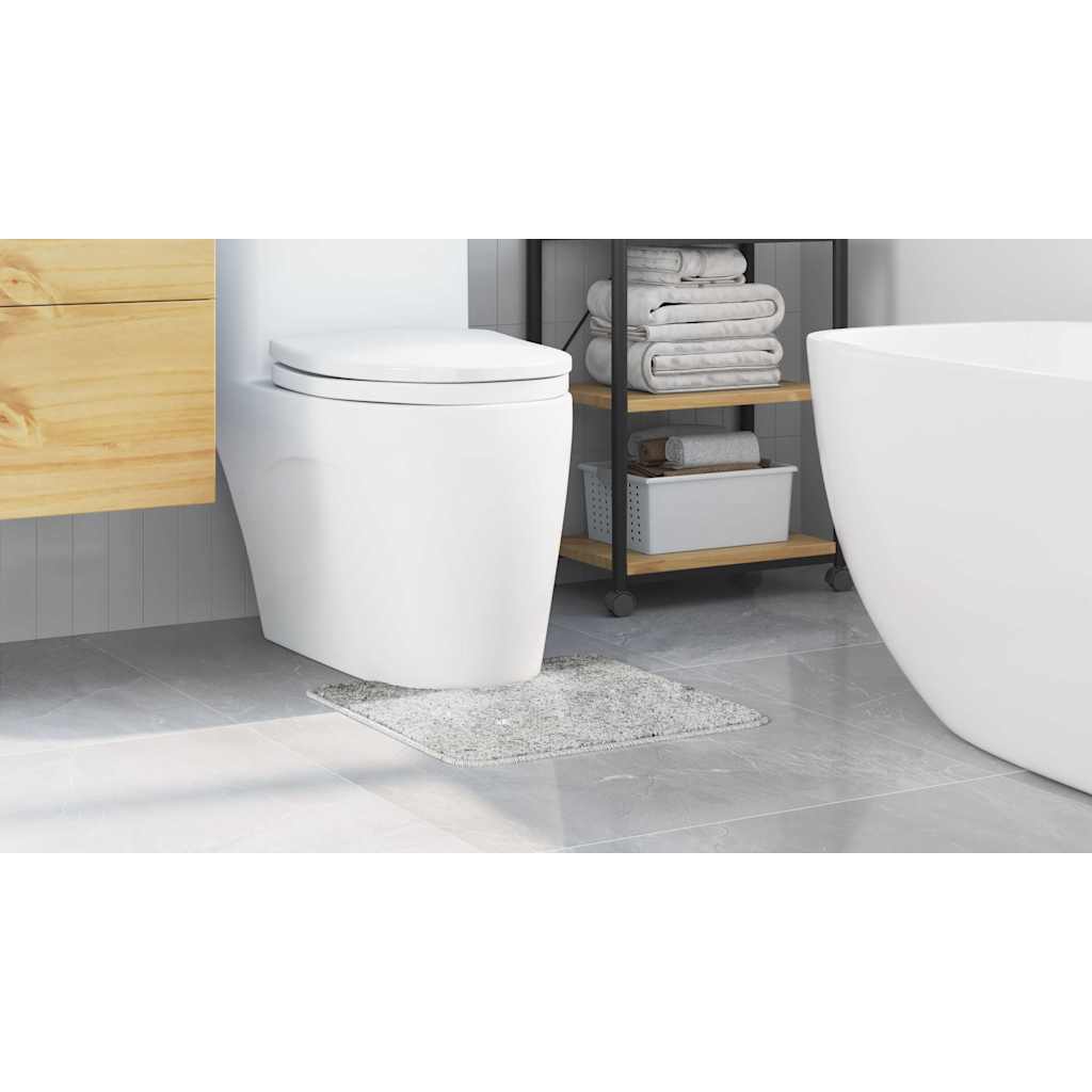 Rutschfeste Badematte mit Toilettenausschnitt Grau 50 x 50 cm