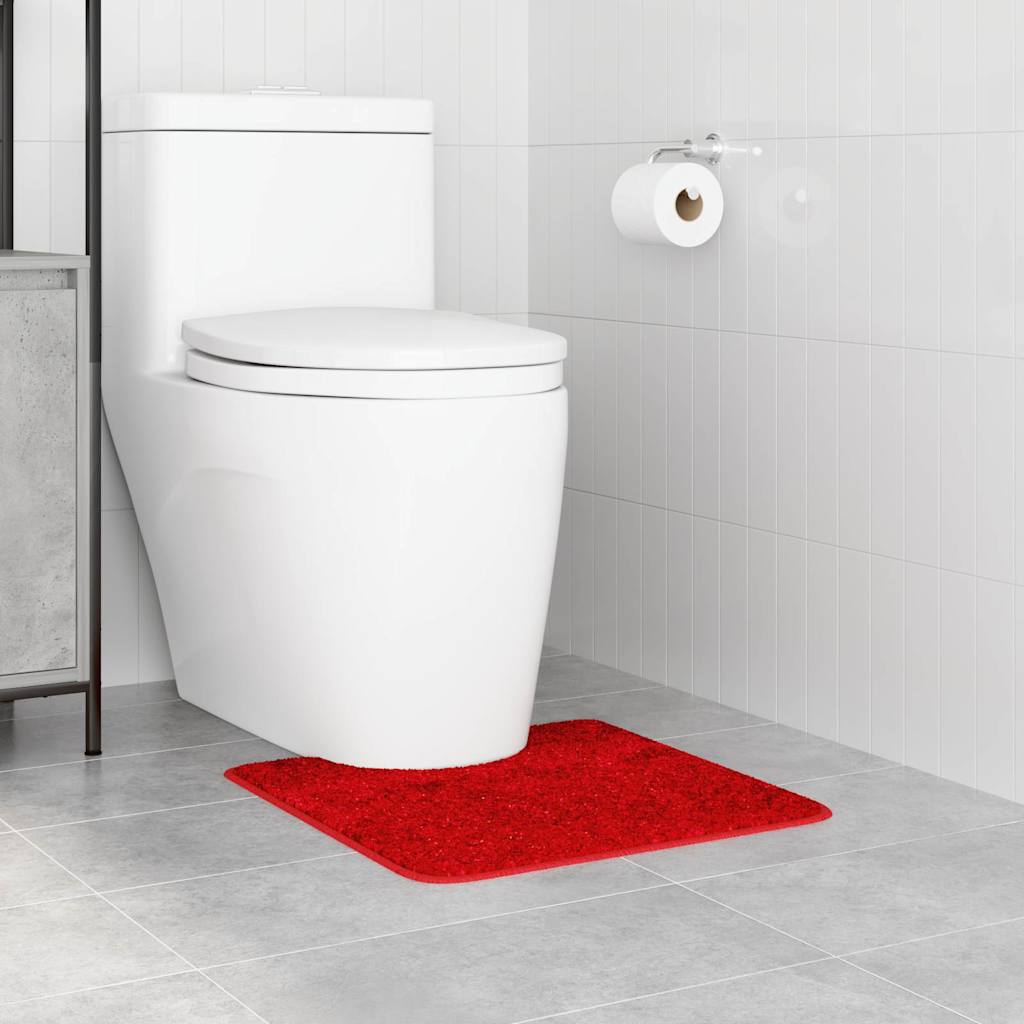 Rutschfeste Badematte mit Toilettenausschnitt Rot 50 x 50 cm PP