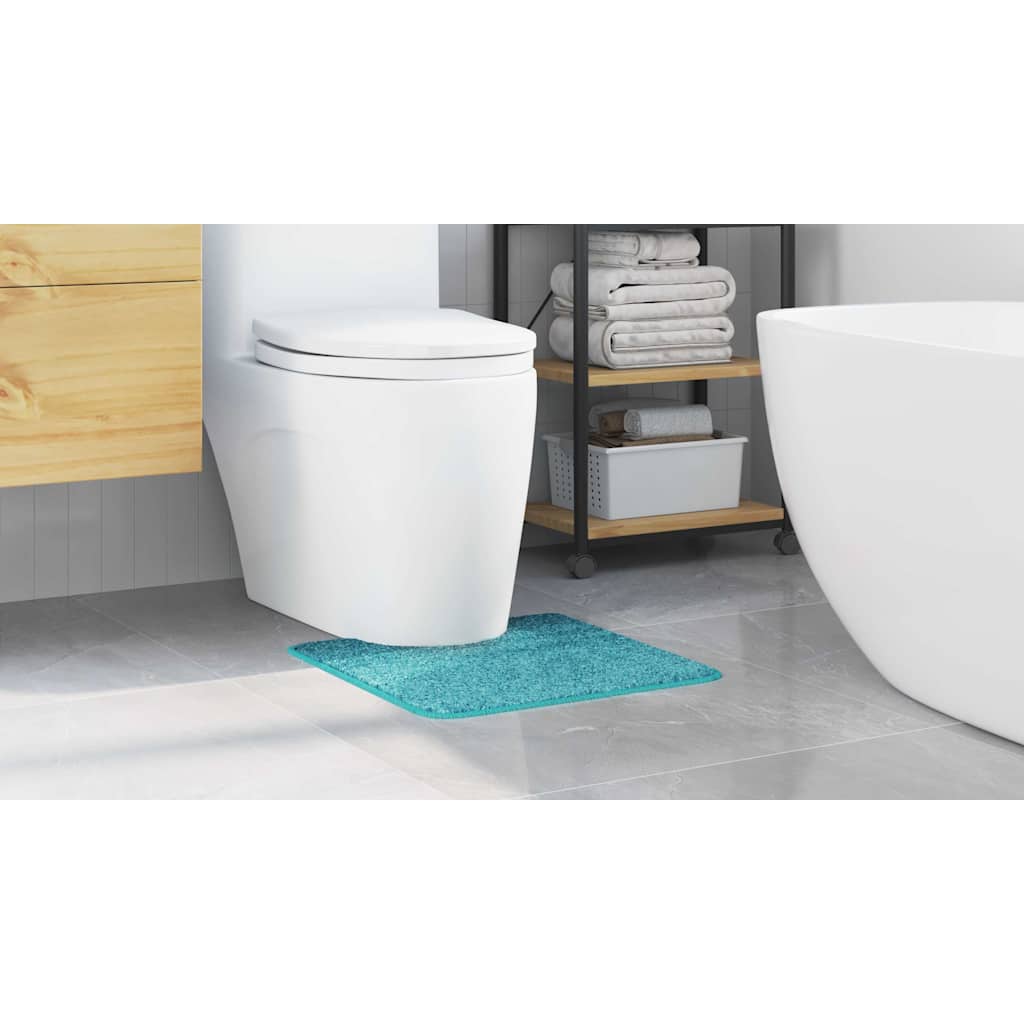Tapis de bain antidérapant avec découpe pour toilettes Turquoise 50 x 50 cm