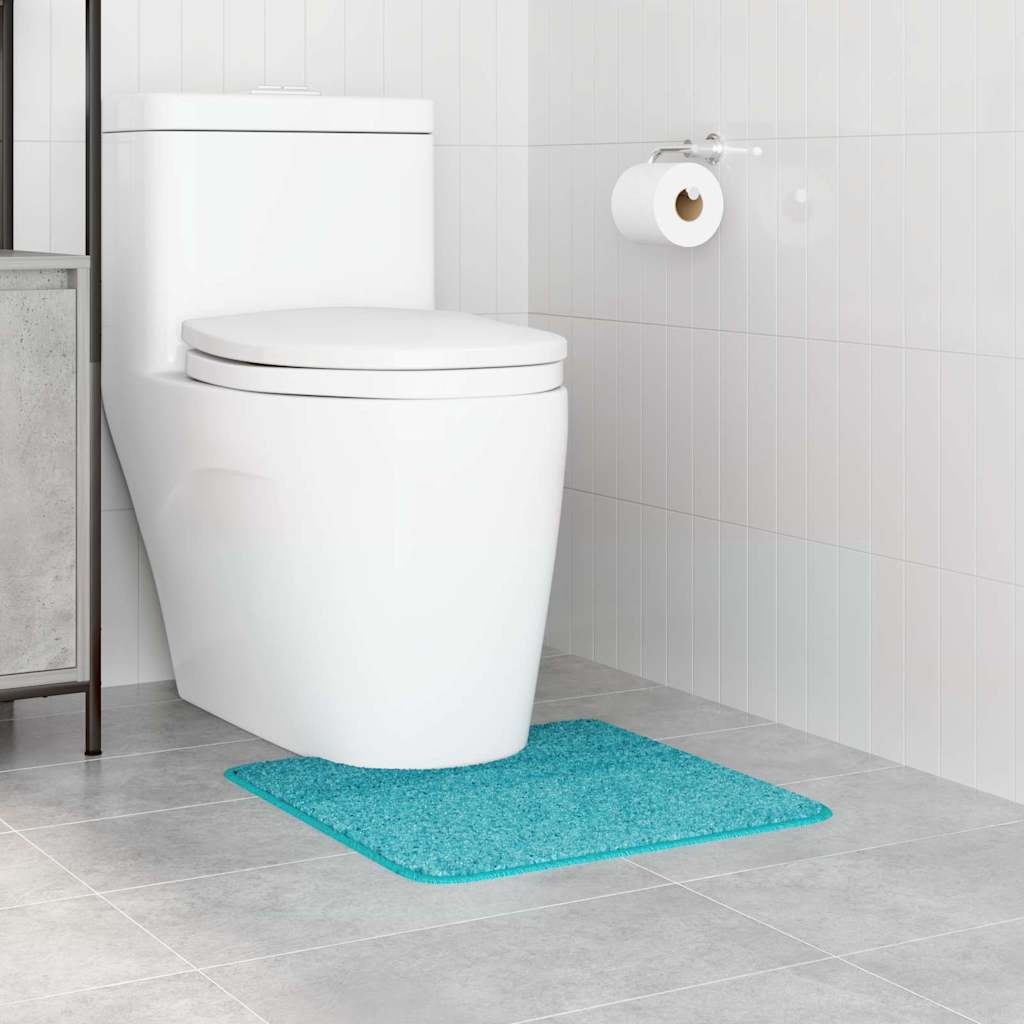 Tapis de bain antidérapant avec découpe pour toilettes Turquoise 50 x 50 cm