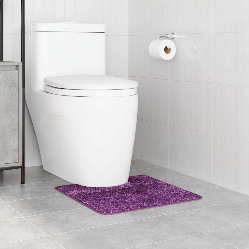 Non-slip Bath Mat with Toilet Cutout, Purple, 50 x 50 cm