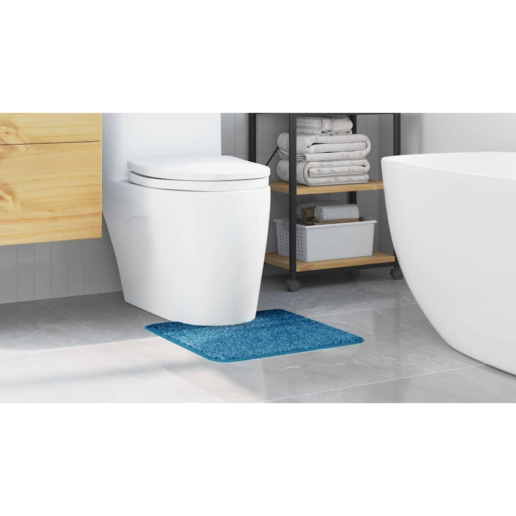 Rutschfeste Badematte mit Toilettenausschnitt Blau 50 x 50 cm