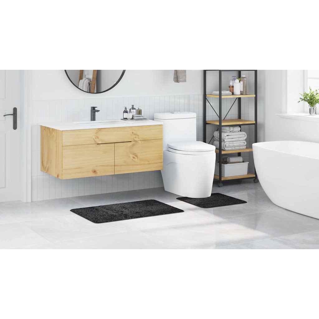 Anti-Rutsch Badematten-Set 2 pcs Dunkelgrau PP