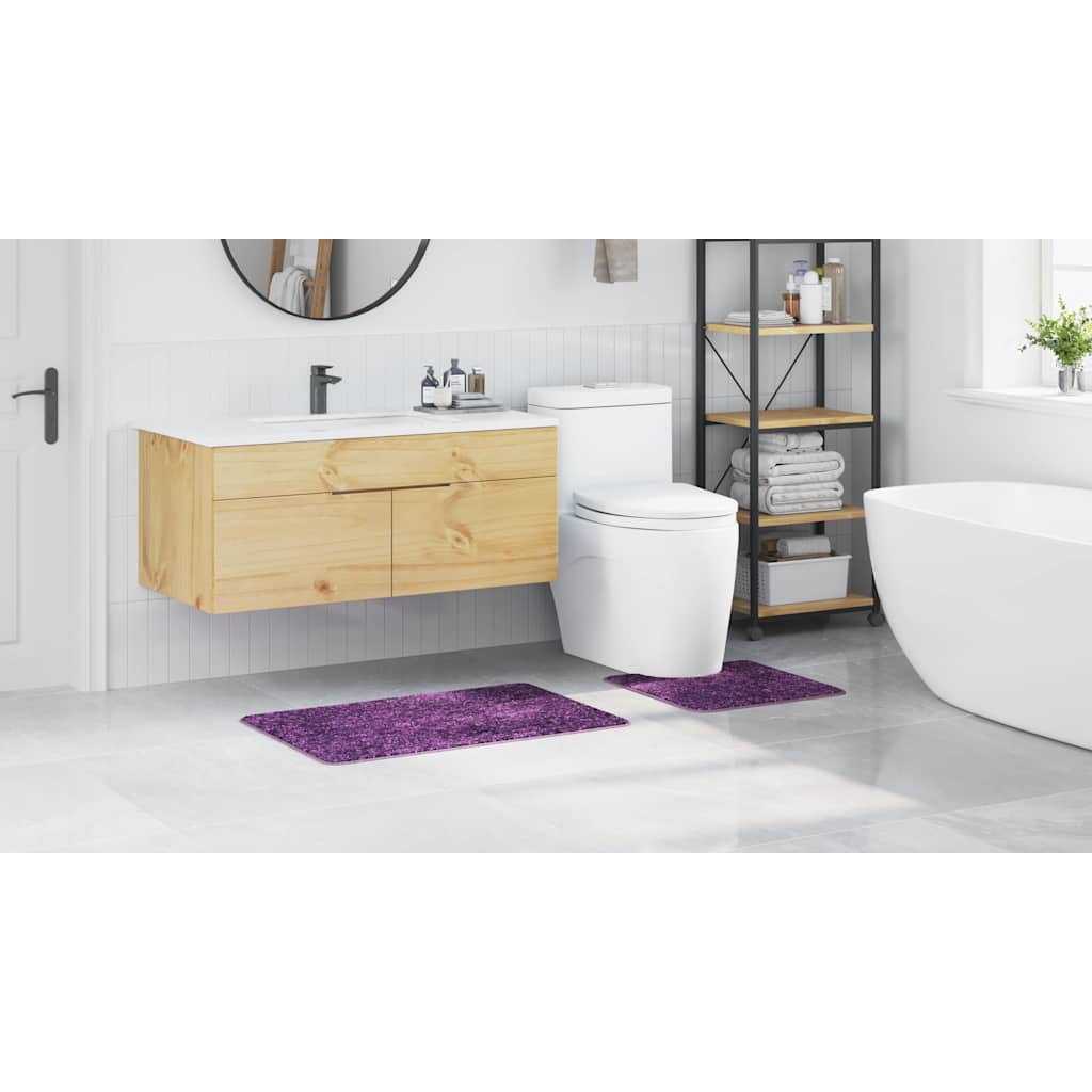 Non-Slip Bath Mat Set 2 pcs Purple PP