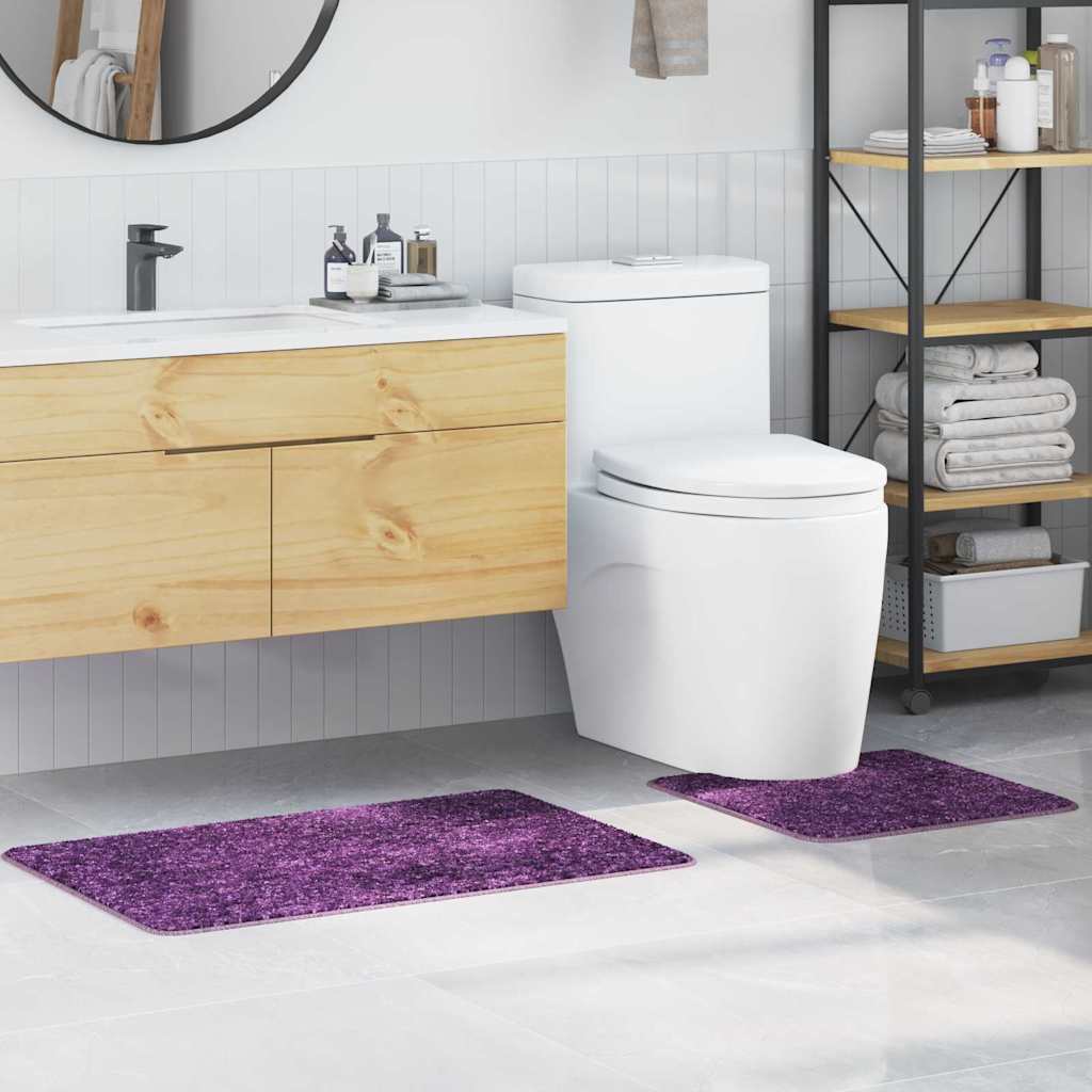 Non-Slip Bath Mat Set 2 pcs Purple PP