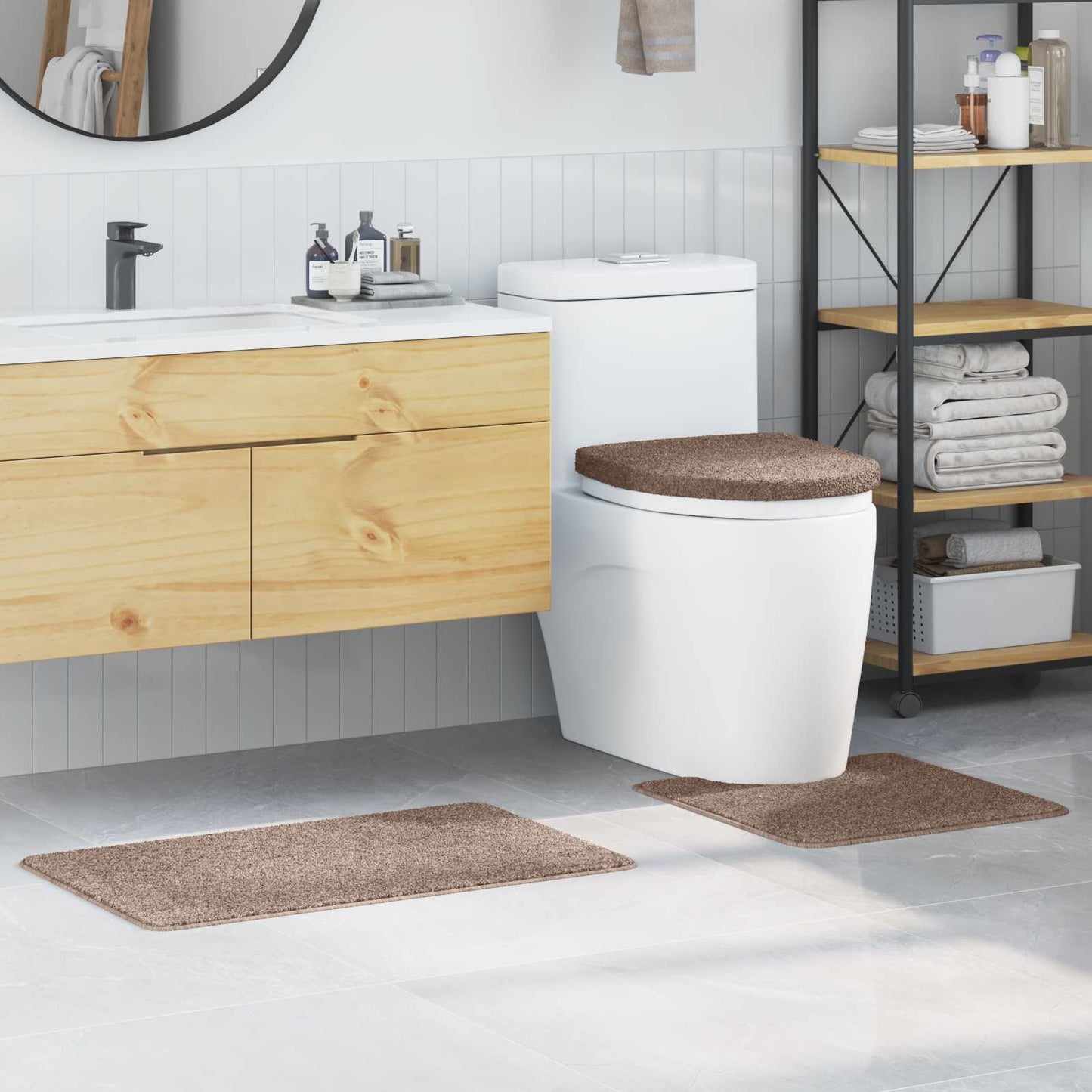 Anti-Rutsch Badematten-Set 3 pcs Braun PP