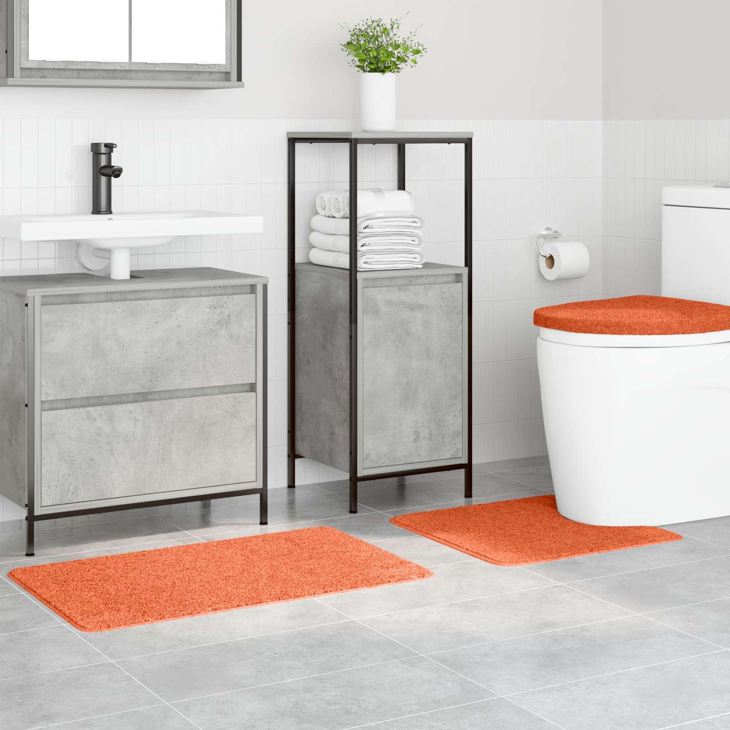 Anti-Rutsch Badematten-Set 3 pcs Orange PP