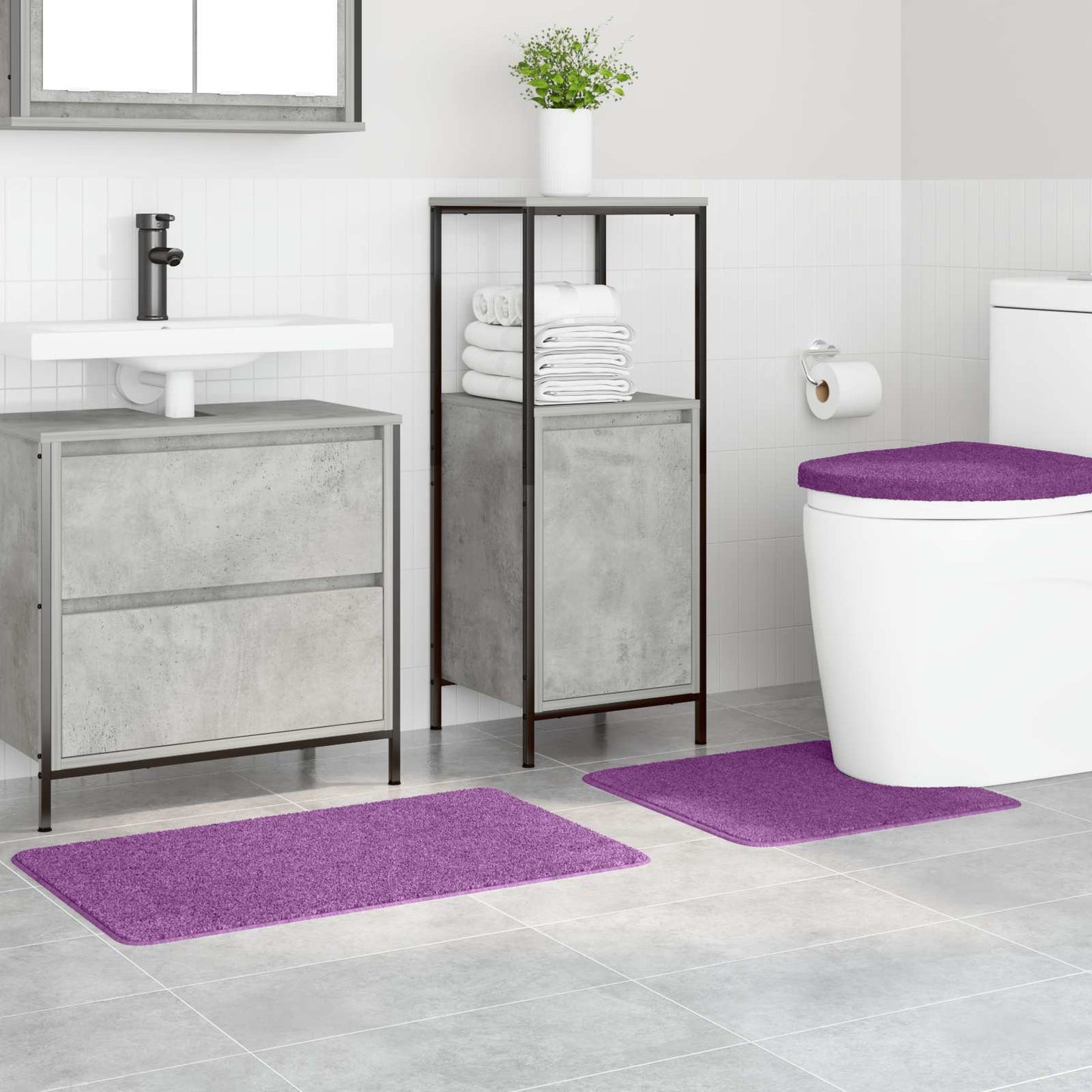 Anti-Rutsch Badematten-Set 3 pcs Lila PP
