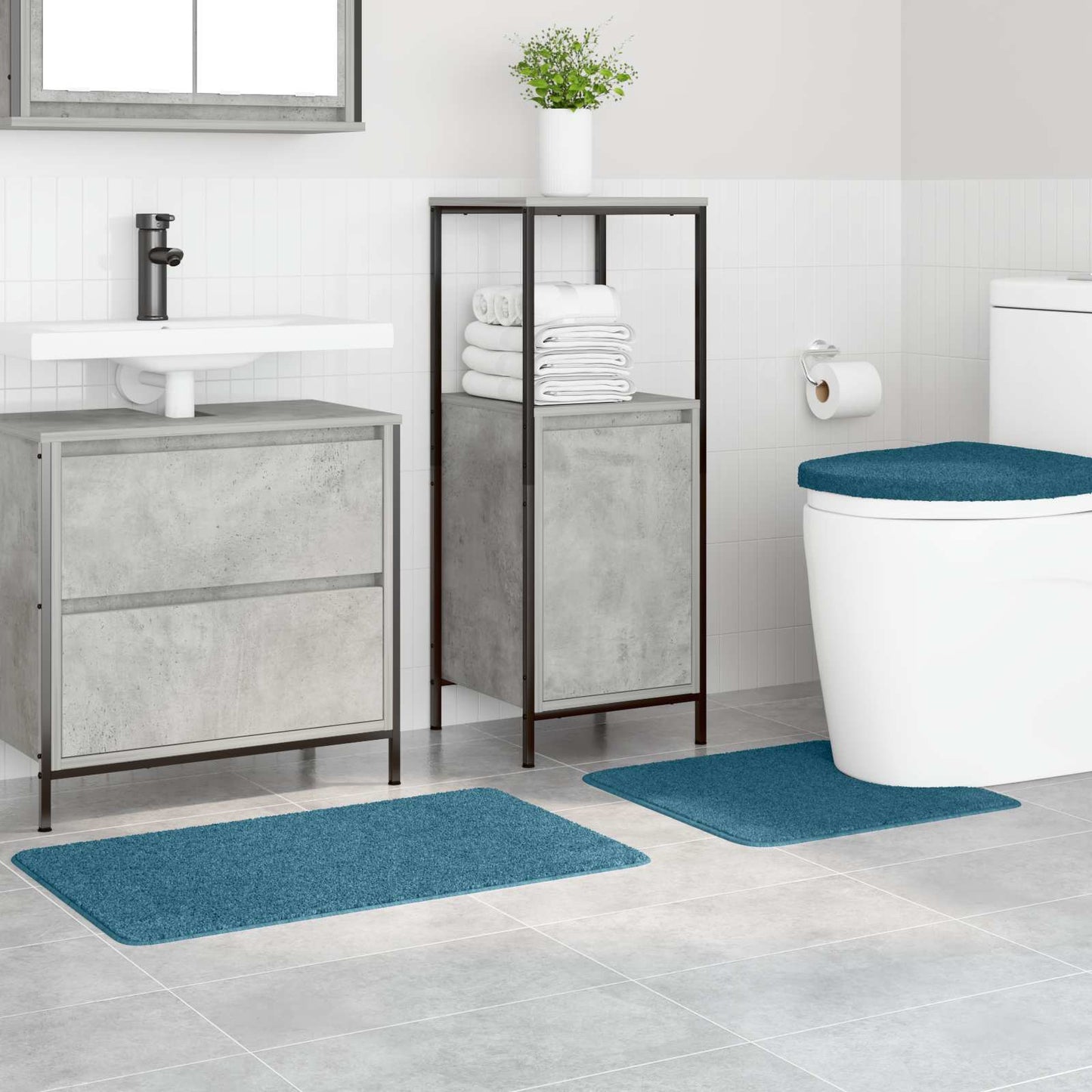 Anti-Rutsch Badematten-Set 3 pcs Blau PP