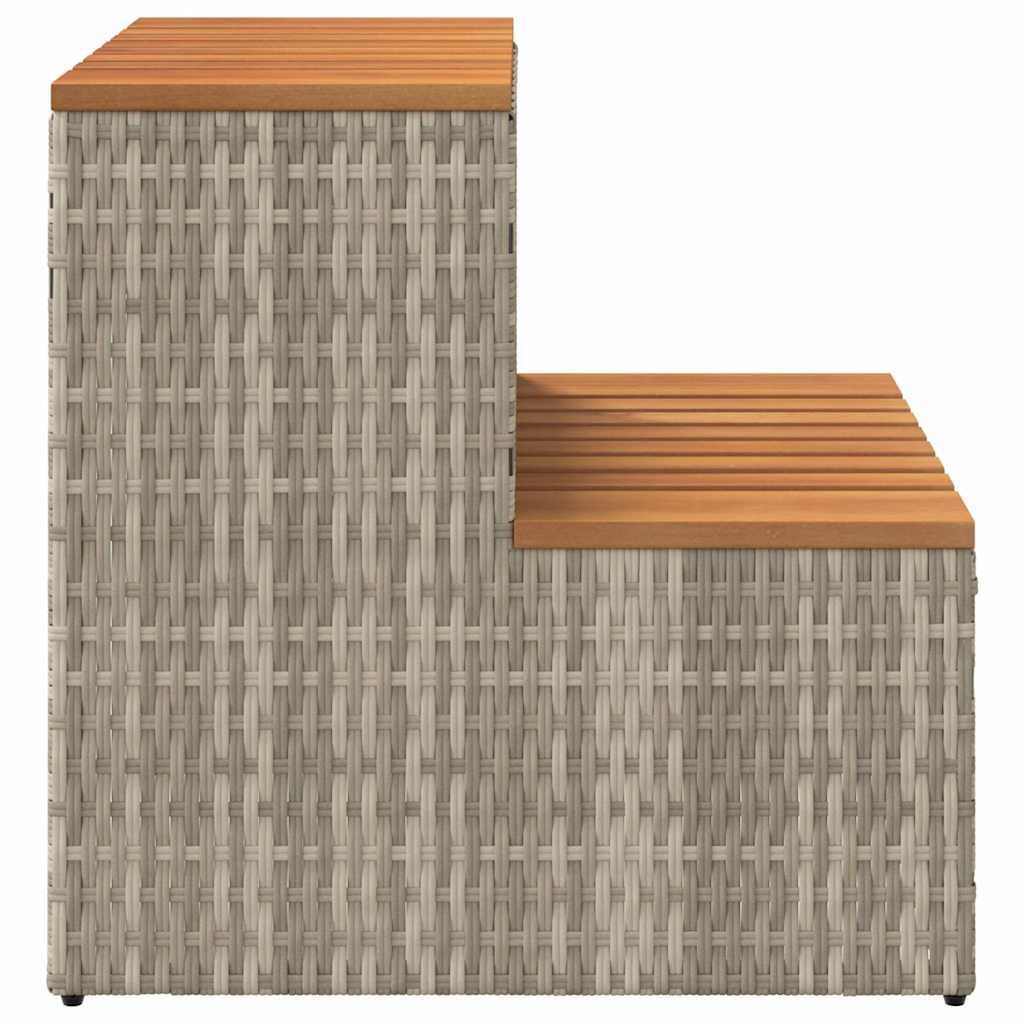 Whirlpooltreppe Hellgrau 50x50x50,5cm Poly Rattan Akazie Massiv