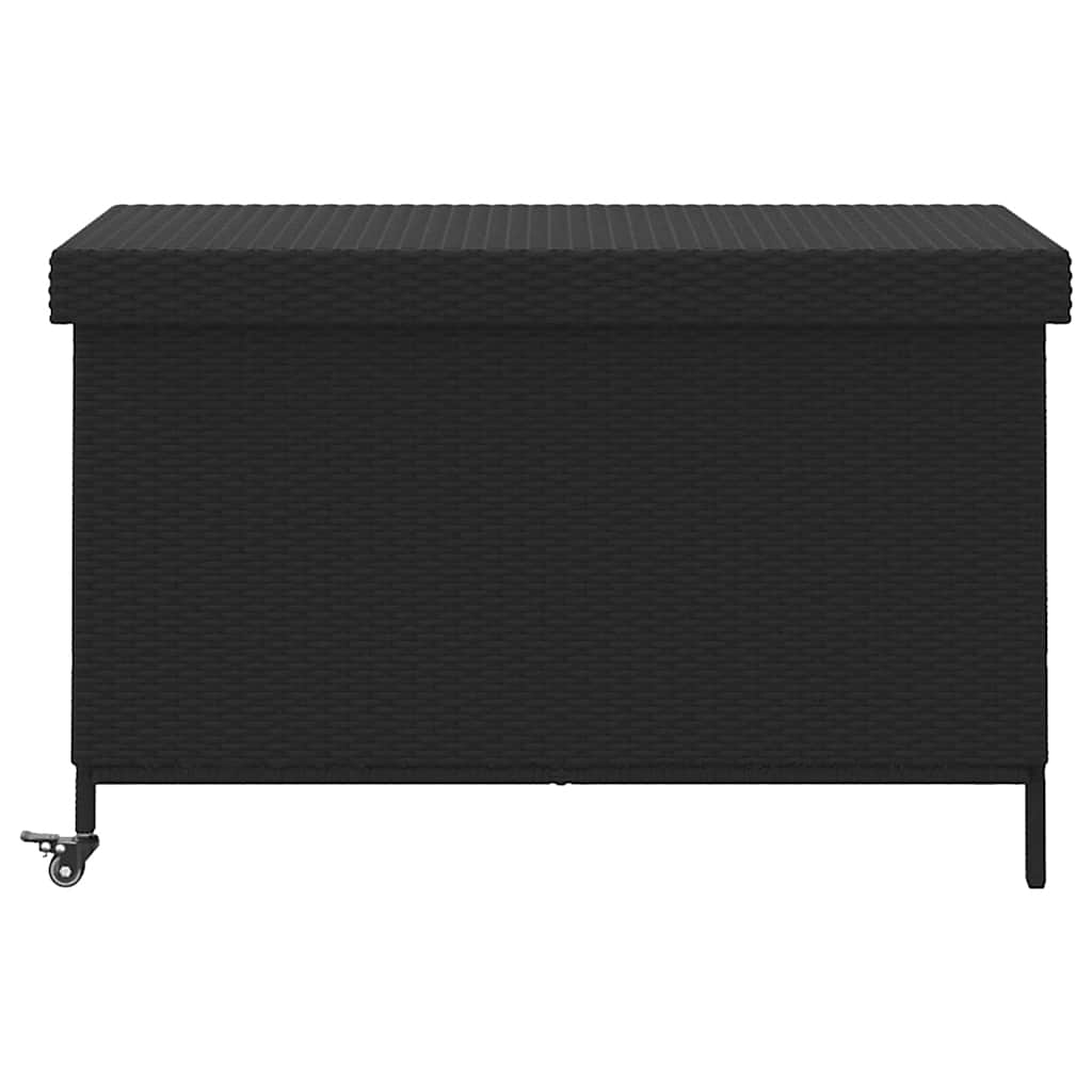 Gartentruhe mit Rollen Schwarz 110x55x73 cm Poly Rattan